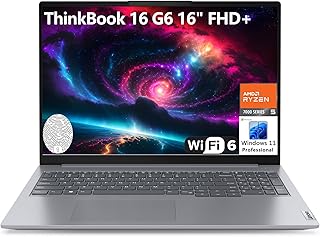 Ноутбук Lenovo ThinkBook 16 G6 16" FHD+, шестиядерный AMD Ryzen 5 7430U (превосходит i7-1355U), 16 ГБ DDR4 RAM, 512 ГБ PCIe SSD, Wi-Fi 6, Bluetooth 5.3, сканер отпечатков пальцев, Windows 11 Pro, AZ-XUT