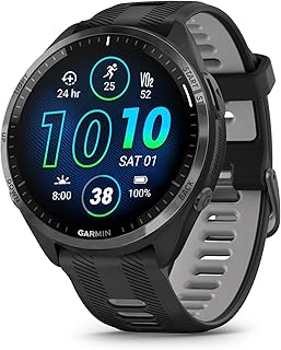 Умные беговые часы Garmin Forerunner® 965, цветной AMOLED-дисплей, показатели тренировок и информация о восстановлении, черный и светло-серый, 010-02809-00
