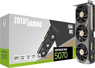 Видеокарта ZOTAC Gaming GeForce RTX 5070 Solid OC DLSS 4 12GB GDDR7 192-bit 28 Gbps PCIE 5.0, система охлаждения IceStorm 2.0, RGB-подсветка Spectra, ZT-B50700J-10P