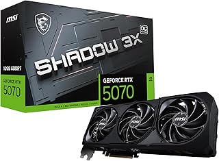 Видеокарта MSI Gaming RTX 5070 12G Shadow 3X OC (12 ГБ GDDR7, 192-бит, экстремальная производительность: 2557 МГц, DisplayPort x3 2.1a, HDMI 2.1b, архитектура NVIDIA Blackwell)