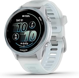 Garmin® Forerunner® 570, 42 мм, усовершенствованные GPS-смарт-часы для бега и триатлона, AMOLED-дисплей, функции тренировок и восстановления, корпус из алюминия цвета «облачно-синий» с полупрозрачным ремешком цвета «белый камень»/«облачно-синий».