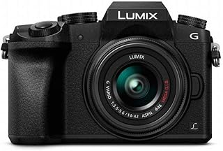 Цифровая фотокамера Panasonic LUMIX G7 4K с объективом LUMIX G VARIO 14-42mm Mega O.I.S., 16-мегапиксельная беззеркальная камера, 3-дюймовый ЖК-дисплей, DMC-G7KK (черная)