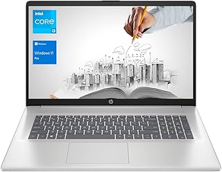 Ноутбук HP 17 Business, 17,3-дюймовый HD+ дисплей, процессор Intel Core i3-1125G4 11-го поколения, 32 ГБ ОЗУ, SSD 1 ТБ, Wi-Fi, HDMI, веб-камера, Windows 11 Pro, серебристый цвет.