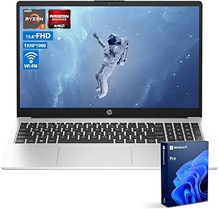 Ноутбук HP 255 G10, 15,6-дюймовый FHD-дисплей, AMD Ryzen 5 7530U, 16 ГБ ОЗУ, 1 ТБ SSD, Windows 11 Pro, бизнес-ноутбук для офиса, учебы и повседневного использования, работы и развлечений, серебристый.