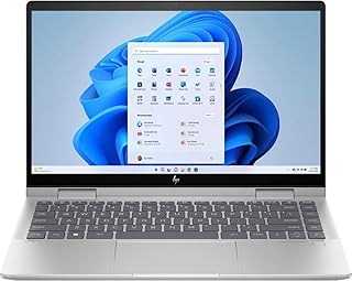 Ноутбук-трансформер HP Envy 2-в-1 с 14-дюймовым сенсорным экраном Full HD, 8 ГБ ОЗУ, 512 ГБ SSD, процессор Intel Core i5 1335U, графика Intel Iris Xe, быстрая зарядка, сканер отпечатков пальцев, клавиатура с подсветкой, Windows 11, цвет «натуральный серебристый», с графическим адаптером GaLiMu.
