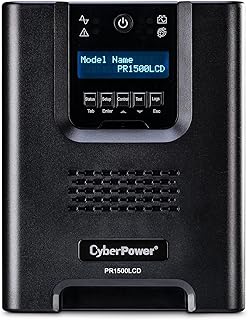 Источник бесперебойного питания CyberPower PR1500LCD Smart App с синусоидальной волной, 1500 ВА/1500 Вт, 8 розеток, AVR, мини-башенный корпус.