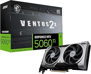 Видеокарта MSI Gaming RTX 5060 Ti 16G Ventus 2X OC Plus (16 ГБ GDDR7, 128-бит, экстремальная производительность: TBA МГц, DisplayPort x 3 2.1a, HDMI 2.1b, архитектура NVIDIA Blackwell)