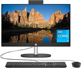 Настольный моноблок HP 23,8 дюйма, дисплей Full HD, процессор Intel Core i3-N300, 8 ГБ ОЗУ, SSD 256 ГБ, графика Intel UHD Graphics, Windows 11 Home, 24-cr0030 (2023), цвет белый.