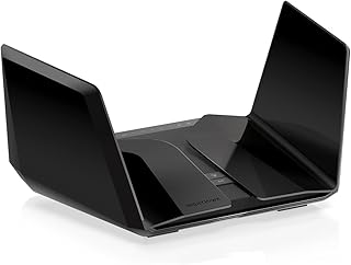 Маршрутизатор NETGEAR Nighthawk WiFi 6E (RAXE500) — функции безопасности, 12-потоковый гигабитный маршрутизатор AXE11000, трехдиапазонная беспроводная скорость (до 10,8 Гбит/с), новый диапазон 6 ГГц, зона покрытия до 3500 кв. футов, поддержка 60 устройств.