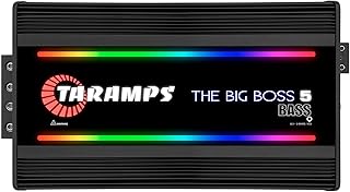 Taramps The Big Boss 5 Bass Monoblock RGB Effects 0.5~2 Ohms 5000 Watts RMS Multi-Impedance Digital Amplifier Car Audio System, LED Monitor Indicator, Class D, Crossover, 5k amp, Great for Subs
