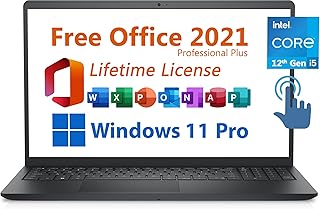 Ноутбук Dell Inspiron 15 Business 2024 года выпуска, бесплатный Microsoft Office 2021 с пожизненной лицензией, 15,6-дюймовый сенсорный экран Full HD, процессор Intel i5-1235U (10 ядер), 32 ГБ оперативной памяти DDR4, твердотельный накопитель PCIe SSD (1 ТБ), Windows 11 Pro, черный, артикул 3520I512T.