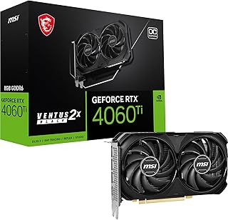 Видеокарта MSI GeForce RTX 4060 Ti Ventus 2X Black 8G OC - NVIDIA RTX 4060 Ti, 8 ГБ памяти GDDR6, 18 Гбит/с, PCIe 4.0, DLSS3