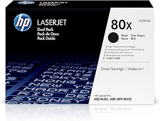 Черные картриджи HP 80X с увеличенным ресурсом для принтеров HP (2 шт.) | Совместимы с принтерами LaserJet Pro 400 M401 Series, LaserJet Pro 400 MFP M425 Series | CF280XD