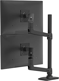 Ergotron – Вертикальный кронштейн LX для двух мониторов, крепление VESA для двух мониторов до 40 дюймов, весом от 7 до 22 фунтов каждый – высокая стойка, матовый черный цвет.