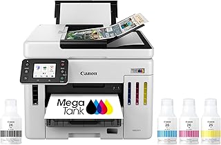Многофункциональный беспроводной принтер Canon Megatank GX7120: печать, копирование, сканирование и факс, 2,7-дюймовый сенсорный ЖК-экран и автоматическая подача документов, белый.