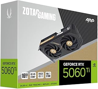 Видеокарта ZOTAC Gaming GeForce RTX 5060 Ti 16GB AMP DLSS 4 16GB GDDR7 128-bit 28 Gbps PCIE 5.0, система охлаждения IceStorm 2.0, белая светодиодная подсветка, ZT-B50620F-10M