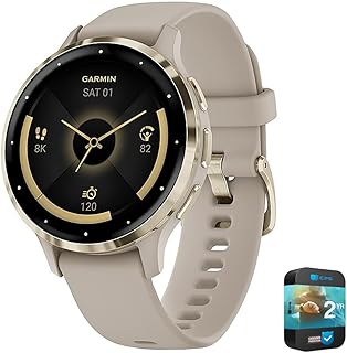 Смарт-часы Garmin 010-02785-02 Venu 3S для здоровья и фитнеса с GPS, золотистым стальным безелем и корпусом цвета «французский серый», 41 мм | Официальный партнерский продукт в США | В комплекте с расширенной защитой CPS на 2 года