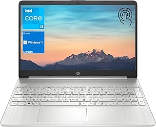 Ноутбук HP, 15,6-дюймовый сенсорный HD-экран, процессор Intel Core i3-1115G4, 32 ГБ ОЗУ, твердотельный накопитель PCIe 1 ТБ, веб-камера, разъём Type-C, HDMI, устройство чтения SD-карт, Wi-Fi, Windows 11 Home, серебристый цвет.