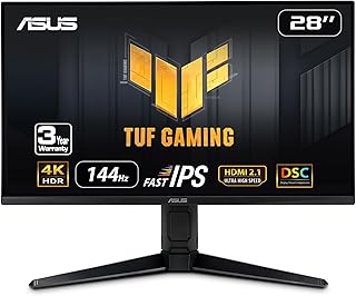 ASUS TUF Gaming 28” 4K 144HZ DSC HDMI 2.1, монитор (VG28UQL1A) - UHD (3840 x 2160), Fast IPS, 1 мс, Extreme Low Motion Blur Sync, совместимость с G-SYNC, FreeSync Premium, Eye Care, DCI-P3 90%, черный
