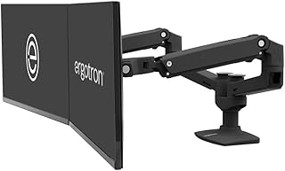 Ergotron – LX, кронштейн для двух мониторов, крепление VESA для стола – подходит для двух мониторов до 27 дюймов, весом от 7 до 20 фунтов каждый – матовый черный