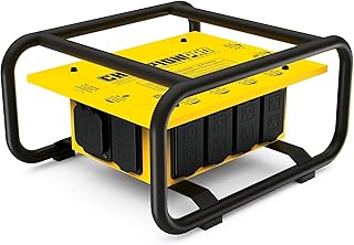 Распределительная коробка Champion Power Equipment Pro Grade, соответствующая требованиям OSHA, с входным разъемом на 50 А с поворотным замком, шестью двойными розетками 120 В с защитой от замыкания на землю (GFCI), одной розеткой 120/240 В на 30 А с фиксатором, а также адаптерами для автодомов на 30 А и 50 А.