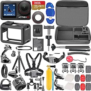 Комплект DJI Osmo Action 5 Pro Standard Combo: водонепроницаемая экшн-камера с видеосъемкой 4K/120 кадров в секунду, разрешением 40 МП, стабилизацией изображения, картой памяти 128 ГБ, высокоскоростным кардридером и набором из 50 аксессуаров.