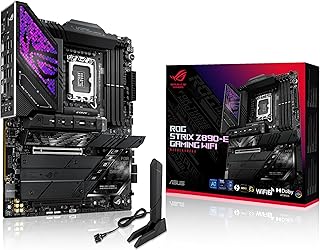 Материнская плата ASUS ROG Strix Z890-E Gaming WiFi Intel® Z890 LGA 1851 ATX, с поддержкой AI PC-Ready, 18+2+1+2-ступенчатой ​​прошивкой, DDR5, WiFi 7, 7 портов M.2, Thunderbolt™ 4, USB Type-C®, AI-разгоном, охлаждением и сетевым подключением.