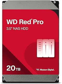 Внутренний жесткий диск Western Digital WD Red Pro NAS 20 ТБ - 7200 об/мин, SATA 6 Гбит/с, CMR, кэш 512 МБ, 3,5 дюйма - WD201KFGX