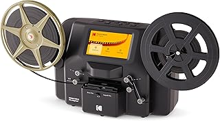 Дигитайзер-конвертер для пленок KODAK 8 мм и Super 8 с большим 5-дюймовым экраном, сканер покадрово конвертирует пленку в цифровые файлы MP4 для просмотра, обмена и сохранения на SD-карту для катушек 3”, 4”, 5”, 7” и 9”.