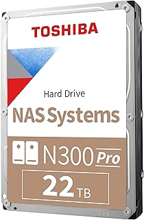 Toshiba N300 PRO 22TB — крупногабаритный бизнес-NAS (до 24 отсеков), внутренний 3,5-дюймовый жесткий диск — до 300 ТБ/год, CMR SATA 6 Гбит/с, 7200 об/мин, кэш 512 МБ — HDWG62CXZSTB