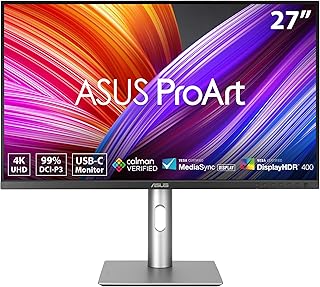 Профессиональный монитор ASUS ProArt Display 27” 4K HDR (PA279CRV) - IPS, UHD (3840 x 2160), 99% DCI-P3/Adobe RGB, ΔE < 2, сертифицирован Calman, USB-C PD 96 Вт, DisplayPort, возможность последовательного подключения, эргономичный дизайн, 3-летняя гарантия