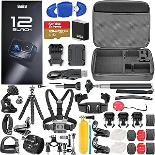 Экшн-камера GoPro HERO12 Black 5.3K в комплекте с картой памяти 128 ГБ и 50 аксессуарами.