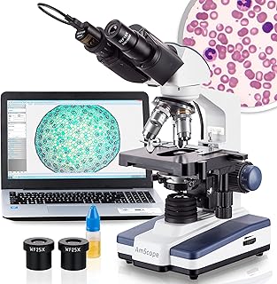 Бинокулярный микроскоп AmScope B120 серии для студентов и профессионалов, светодиодная подсветка, увеличение 40-2500X, в комплекте 5-мегапиксельная USB-камера и головка Siedentopf.