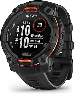 Garmin Instinct® 3 45 мм, дисплей с солнечной зарядкой, прочные смарт-часы с GPS для активного отдыха, металлический усиленный безель, встроенный фонарик, черный