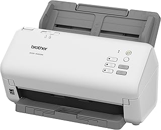 Профессиональный настольный сканер Brother ADS-4300N с высокой скоростью сканирования, двусторонней печатью и возможностью подключения к сети, белый.