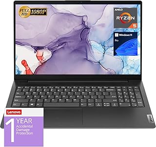 Ноутбук Lenovo V15, 15,6-дюймовый FHD-дисплей, шестиядерный процессор AMD Ryzen 5 5500U (превосходит Intel i7-1065G7), 16 ГБ ОЗУ, SSD-накопитель 512 ГБ, HDMI, RJ45, цифровая клавиатура, Wi-Fi, Windows 11 Pro, черный.