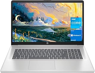 Ноутбук HP 17, 17,3-дюймовый HD+ дисплей, процессор Intel Core i3-1125G4 11-го поколения, 8 ГБ ОЗУ, SSD 256 ГБ, Wi-Fi, HDMI, веб-камера, Windows 11 Home, серебристый.