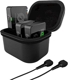 Беспроводная компактная микрофонная система RODE Wireless PRO с таймкодом, 32-битной записью с плавающей запятой, двумя петличными микрофонами и интеллектуальным зарядным кейсом для киносъемки и создания контента.