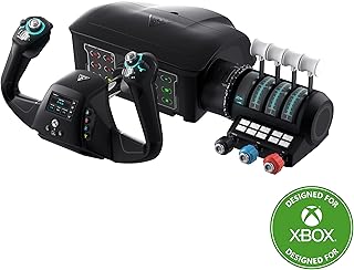 Универсальная система управления полетом Turtle Beach VelocityOne для Xbox Series X и Xbox Series S, Xbox One и ПК под управлением Windows 10 и 11, включающая штурвал, рычаг газа, колесо триммера и руль направления.