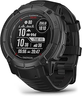 Garmin Instinct 2X Solar - Тактическая версия, прочные GPS-смарт-часы, встроенный фонарик, баллистический калькулятор, возможность зарядки от солнечной энергии, черный
