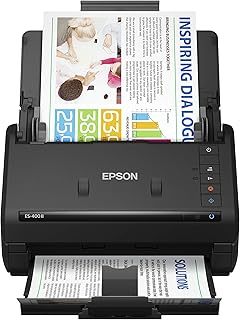 Цветной дуплексный настольный сканер документов Epson Workforce ES-400 II для ПК и Mac, с устройством автоматической подачи документов (ADF) и инструментами для корректировки изображений.