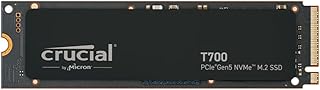 Crucial T700 4TB Gen5 NVMe M.2 SSD - до 12 400 МБ/с - поддержка DirectStorage - CT4000T700SSD3 - для игр, фотографии, видеомонтажа и дизайна - внутренний твердотельный накопитель