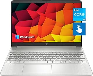 Ноутбук HP Pavilion с 15,6-дюймовым сенсорным HD-экраном и антибликовым покрытием, 16 ГБ оперативной памяти, 256 ГБ SSD-накопителя, процессором Intel Core до 4,1 ГГц, временем автономной работы до 11 часов, разъемами Type-C и HDMI, операционной системой Windows 11 Home, серебристый цвет.