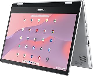 Ноутбук-трансформер ASUS Chromebook Flip CX1, 14-дюймовый сенсорный экран NanoEdge с разрешением Full HD и поворотом на 360 градусов, процессор Intel Celeron N4500, 128 ГБ памяти eMMC, 8 ГБ оперативной памяти, ChromeOS, прозрачно-серебристый, CX1400FKA-AS88FT