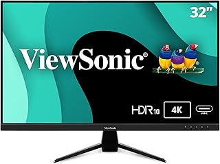 Монитор ViewSonic VX3267U-4K 4K UHD 32 дюйма, IPS-матрица, блок питания 65 Вт, USB-C, поддержка HDR10, ультратонкие рамки, функция защиты зрения, входы HDMI и DP, черный.