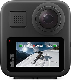 GoPro MAX — Водонепроницаемая экшн-камера с обзором 360° и сенсорным экраном, сферическая съемка, видео 5.6K30 HD, фотографии 16.6MP 360°, прямая трансляция 1080p, стабилизация изображения.