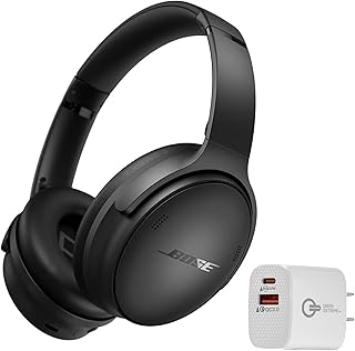 Беспроводные Bluetooth-наушники Bose QuietComfort с активным шумоподавлением и микрофоном, а также зарядное устройство Green Extreme 20W с двумя портами (черное)