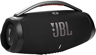 Портативная Bluetooth-колонка JBL Boombox 3 черного цвета с мощным звуком, глубокими басами, водонепроницаемостью IPX7, 24 часами работы от батареи и функцией PartyBoost.