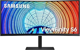 Изогнутый 34-дюймовый сверхширокоформатный QHD-монитор SAMSUNG Viewfinity S65UA Series, 100 Гц, USB-C, HDR10 (1 миллиард цветов), регулируемая по высоте подставка, сертифицированная TUV интеллектуальная защита зрения (LS34A654UBNXGO), черный