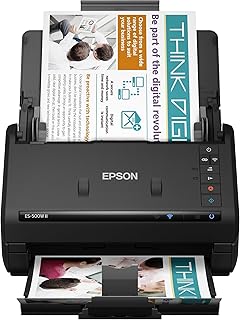 Беспроводной цветной дуплексный настольный сканер документов Epson Workforce ES-500W II для ПК и Mac, с автоматической подачей документов (АПД) и возможностью сканирования со смартфона или планшета.
